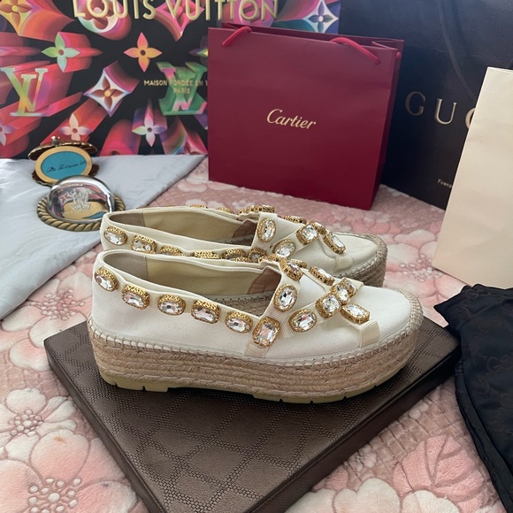 Brand: GUCCI
Style: Pepita Crystal Platform Espadrilles
Color: White - Picture 5 of 12